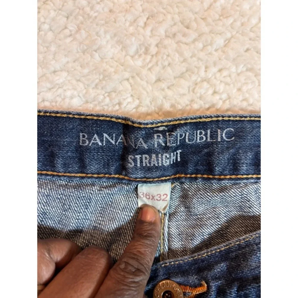 Banana Republic Straight‎ Leg Jeans Mens 36x32 Blue Medium Wash Denim